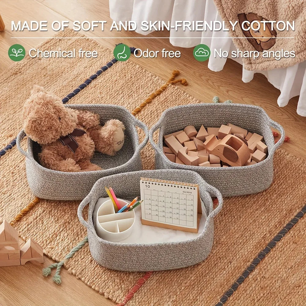 2026 Handmade Cotton Rope Storage Basket Square Organizer for Cosmetics Snacks and Home Sundries Storage Baskets