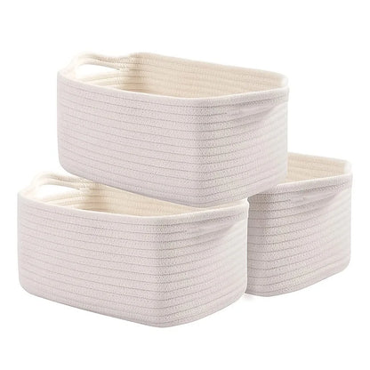 2026 Handmade Cotton Rope Storage Basket Square Organizer for Cosmetics Snacks and Home Sundries Storage Baskets