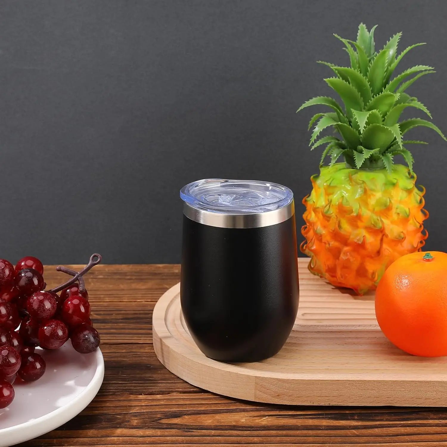 12 Oz Stainless Steel Wine Tumbler with Lids, Double Wall Vacuum Insulated Travel Cup for Coffee, Cocktail, Drink, Tea and Beer