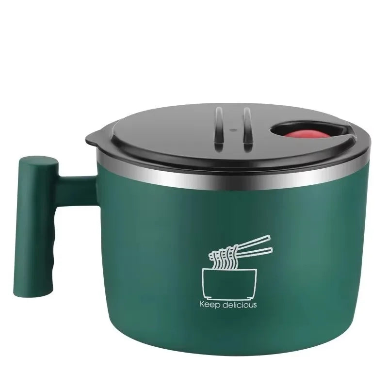 Stainless Steel Bowl with Lid for Instant Noodles Sealed and Portable Drain Bowl for Kitchen Utensils Instant Noodle Partner