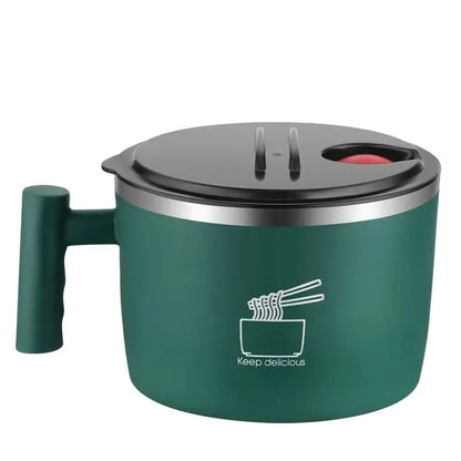 Stainless Steel Bowl with Lid for Instant Noodles Sealed and Portable Drain Bowl for Kitchen Utensils Instant Noodle Partner