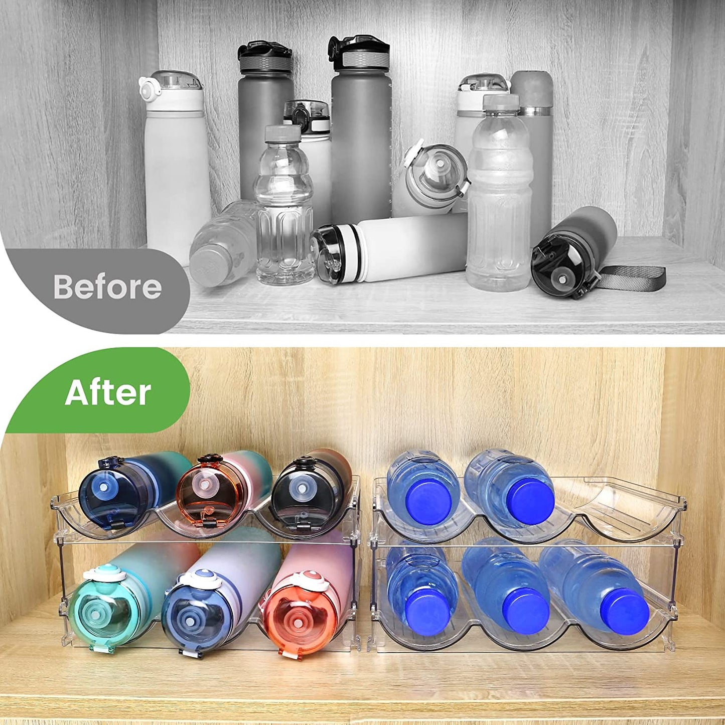 2 Pack Stackable Water Bottle Storage Rack