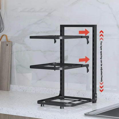 Height Adjustable Heavy Duty Pot and Pan Organizer Rack for under Cabinet and under Sink Organizers and Storage