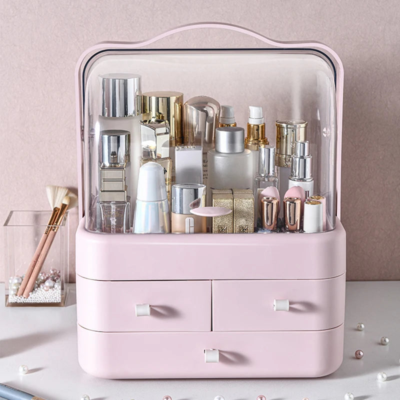 1Pc Dust-Proof Desktop Makeup Organizer with Drawer