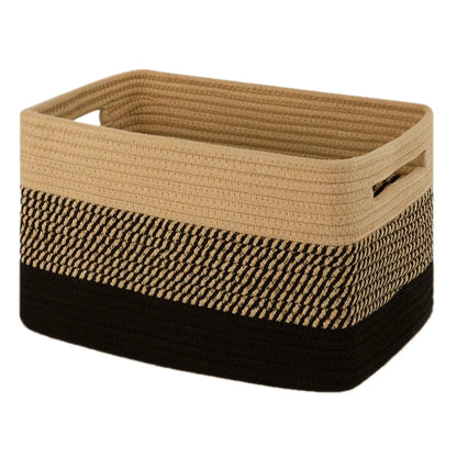 Storage Baskets for Organizing,Closet Shelf Woven Baskets, Square Bins, Cotton Rope Basket for Toys, Clothes, Office, Room
