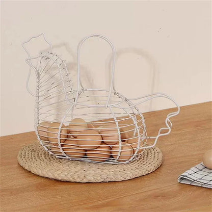 Iron Art Eggs Storage Basket Chicken Shaped Egg Holder Household Vegetables Fruit Container Organizer Rack Basket
