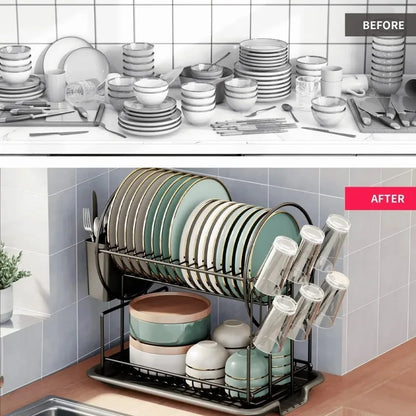 2-Tier Space Saving Dish Drying Rack