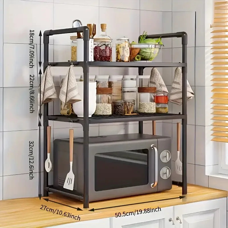 Heavy-Duty Adjustable/Telescopic Storage Rack/Microwave Stand - Easy-To-Assemble Kitchen Organiser