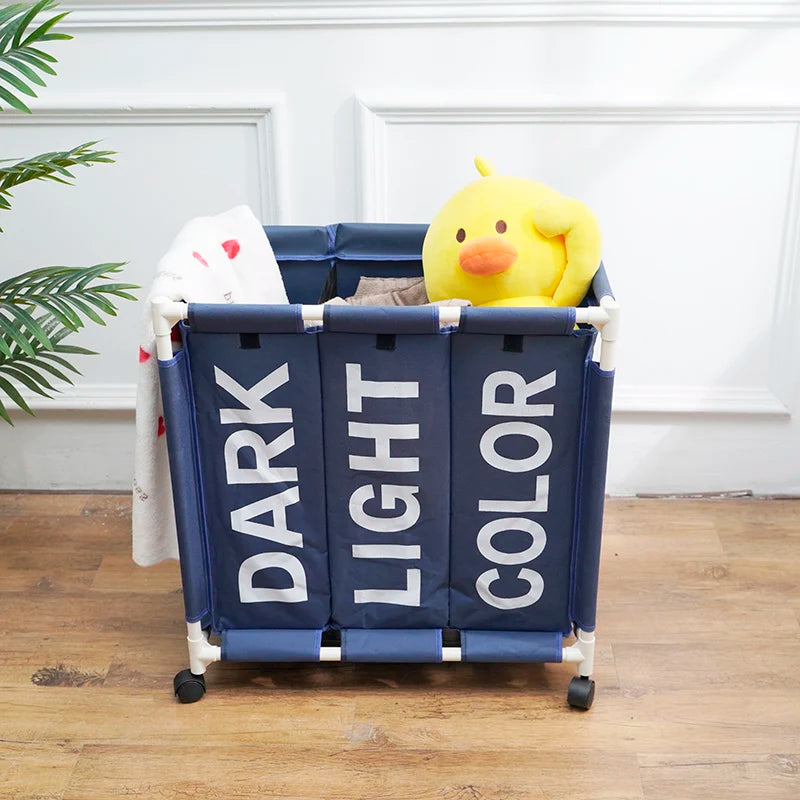 3-Section Laundry Hamper for Darks, Lights and Colours 