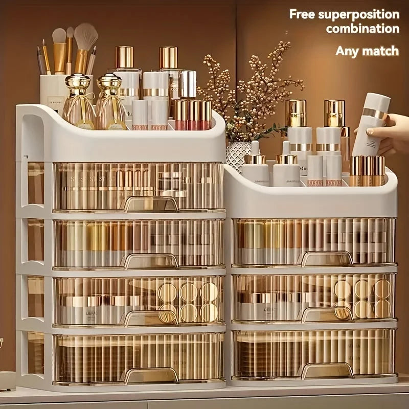 Large Capacity Transparent Drawer Jewellery Makeup Storage Box Multi-Layer Multi-Functional Desktop Organizer