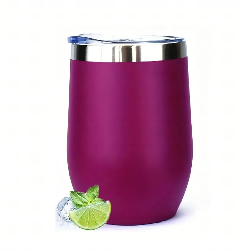 12 Oz Stainless Steel Wine Tumbler with Lids, Double Wall Vacuum Insulated Travel Cup for Coffee, Cocktail, Drink, Tea and Beer