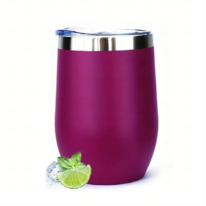 12 Oz Stainless Steel Wine Tumbler with Lids, Double Wall Vacuum Insulated Travel Cup for Coffee, Cocktail, Drink, Tea and Beer