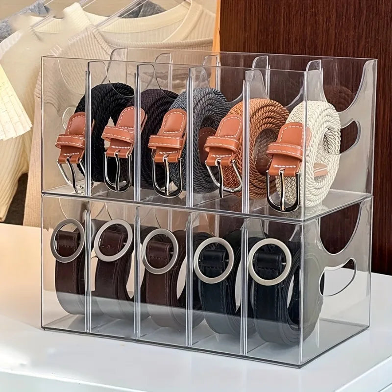 Belt , Tie & Scarf Organizer Box - Multi-Compartment Storage - Drawer Organizer for Home, Dresser, or Wardrobe 28X13X12.5Cm