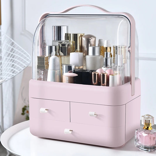 1Pc Dust-Proof Desktop Makeup Organizer with Drawer