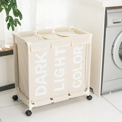 3-Section Laundry Hamper for Darks, Lights and Colours 