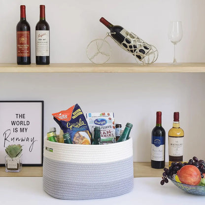 Storage Baskets for Organizing,Closet Shelf Woven Baskets, Square Bins, Cotton Rope Basket for Toys, Clothes, Office, Room