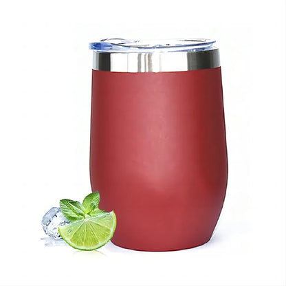 12 Oz Stainless Steel Wine Tumbler with Lids, Double Wall Vacuum Insulated Travel Cup for Coffee, Cocktail, Drink, Tea and Beer
