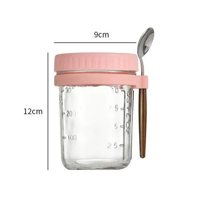 350ML Overnight Oat Cup Glass with Lid and Spoon Seal Food Breakfast Cup Portable Cereal Milk Salad Yogurt Cup Kitchen Item