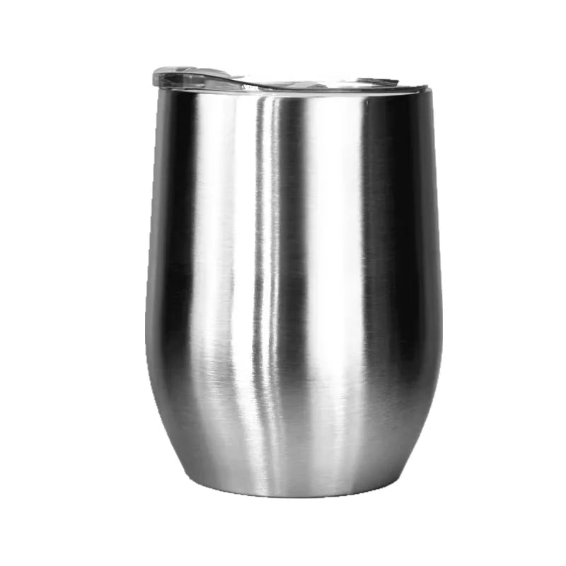 12 Oz Stainless Steel Wine Tumbler with Lids, Double Wall Vacuum Insulated Travel Cup for Coffee, Cocktail, Drink, Tea and Beer