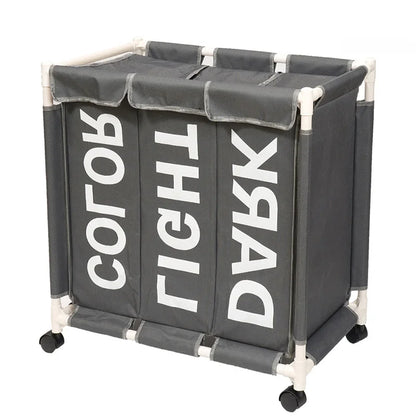3-Section Laundry Hamper for Darks, Lights and Colours 