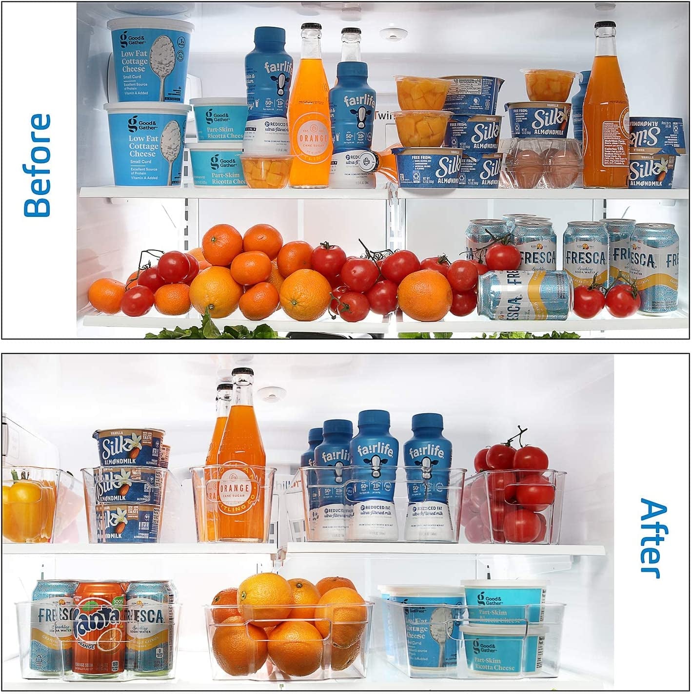 Acrylic Fridge Organisers - 14-Piece Stackable Fridge Organiser Set