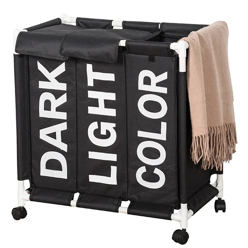 3-Section Laundry Hamper for Darks, Lights and Colours 