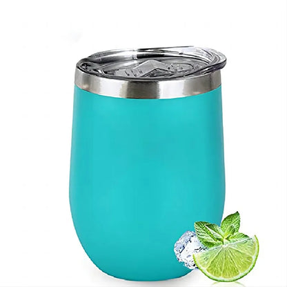 12 Oz Stainless Steel Wine Tumbler with Lids, Double Wall Vacuum Insulated Travel Cup for Coffee, Cocktail, Drink, Tea and Beer