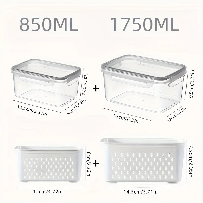 4Pcs/Set Leak-Proof Food Storage Containers-Airtight, Stackable Meal Prep Boxes-Suitable for Fruits, Vegetables, Meat & Grains