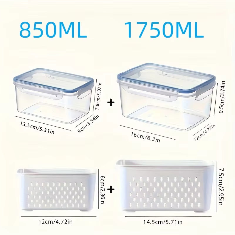 4Pcs/Set Leak-Proof Food Storage Containers-Airtight, Stackable Meal Prep Boxes-Suitable for Fruits, Vegetables, Meat & Grains