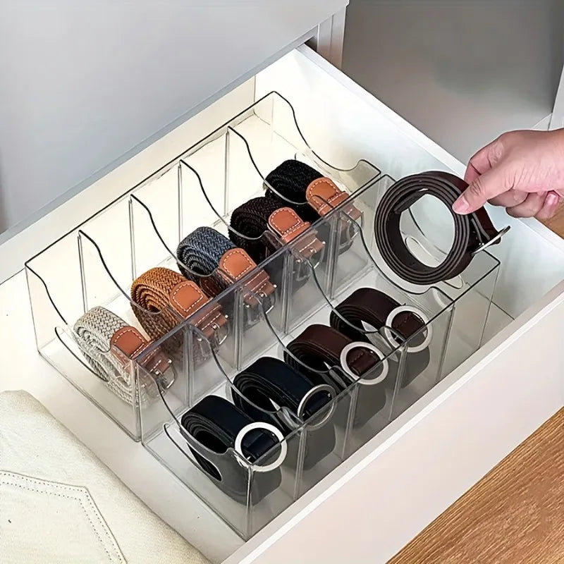 Belt , Tie & Scarf Organizer Box - Multi-Compartment Storage - Drawer Organizer for Home, Dresser, or Wardrobe 28X13X12.5Cm