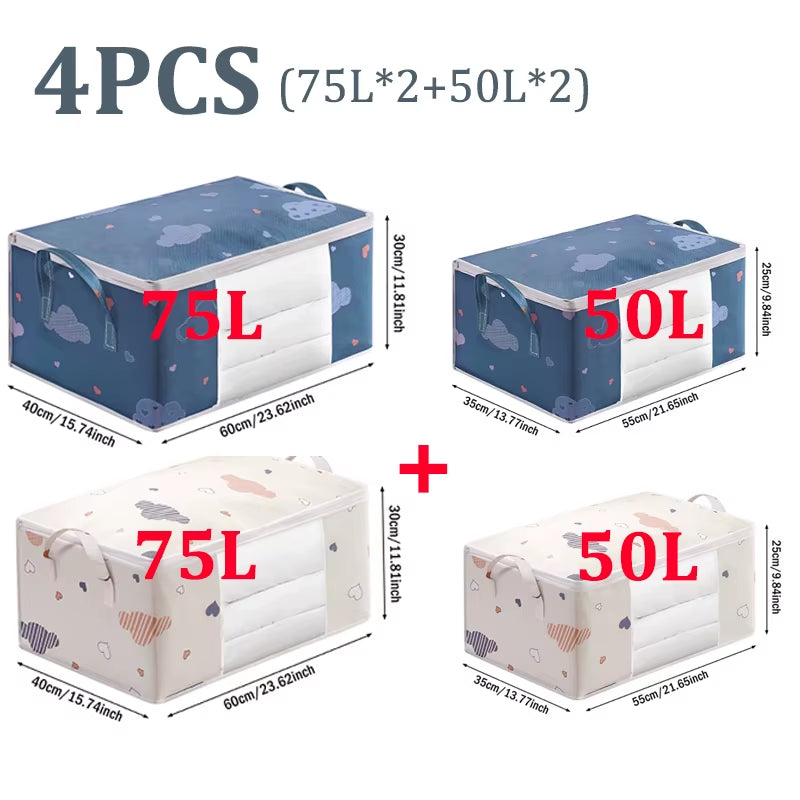 Big Capacity Storage Bag 4/2/1PCS Quilt Clothes Moisture Dust Proof Proof Organizer Duvet Blanket Sorting Bags Luggage Bag