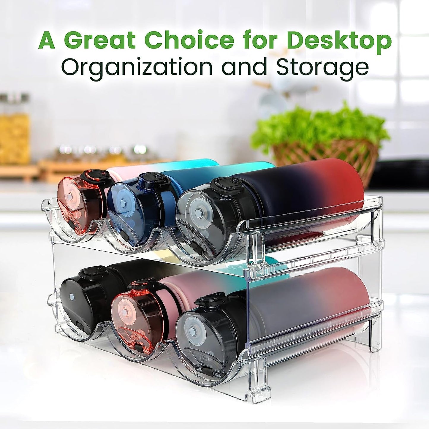 2 Pack Stackable Water Bottle Storage Rack