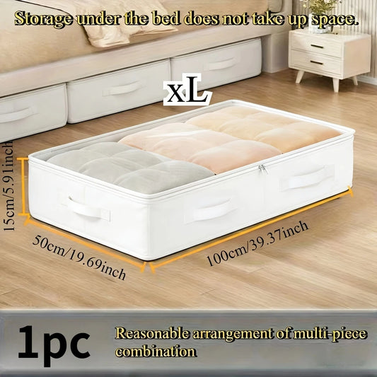 3Pcs White Bed under Storage Boxes | Foldable, Multipurpose for Blankets, Dresses, Quilts, Pillows, Clothes, Flip Top Closure