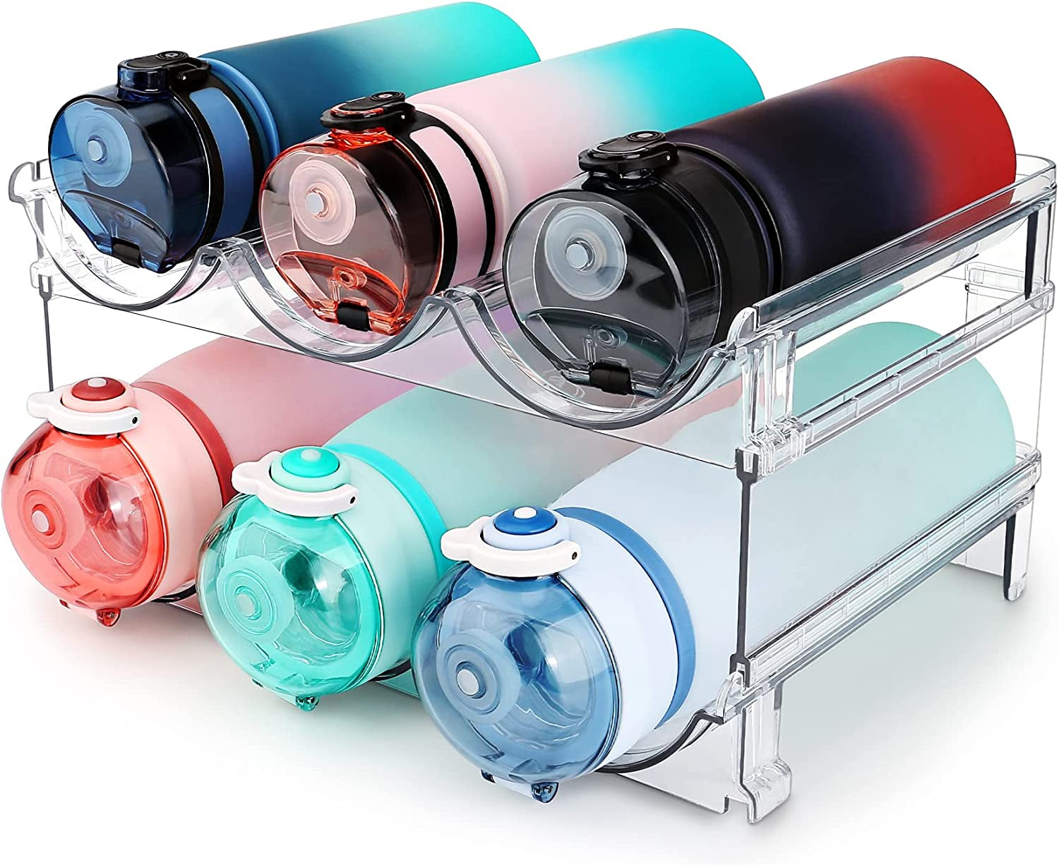 2 Pack Stackable Water Bottle Storage Rack