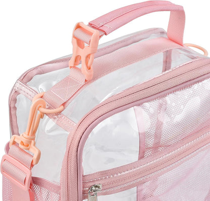 Stadium Approved Clear Lunch Bag with Adjustable Shoulder Strap Multi-Purpose Lunch Bag Portable Lunch Bag Clear Lunch Box for Officers, Work,Sprots