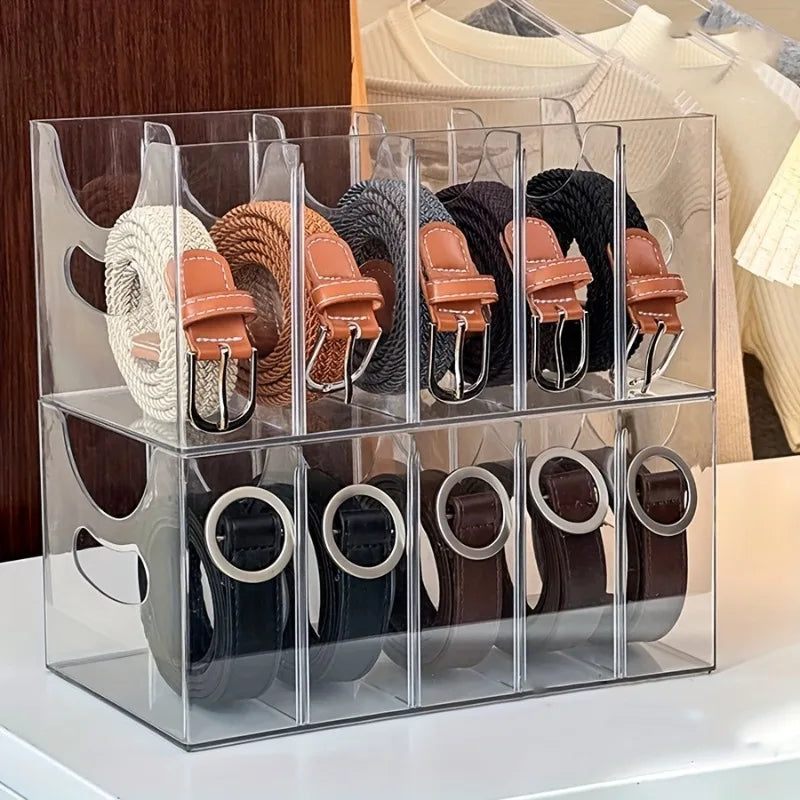 Belt , Tie & Scarf Organizer Box - Multi-Compartment Storage - Drawer Organizer for Home, Dresser, or Wardrobe 28X13X12.5Cm
