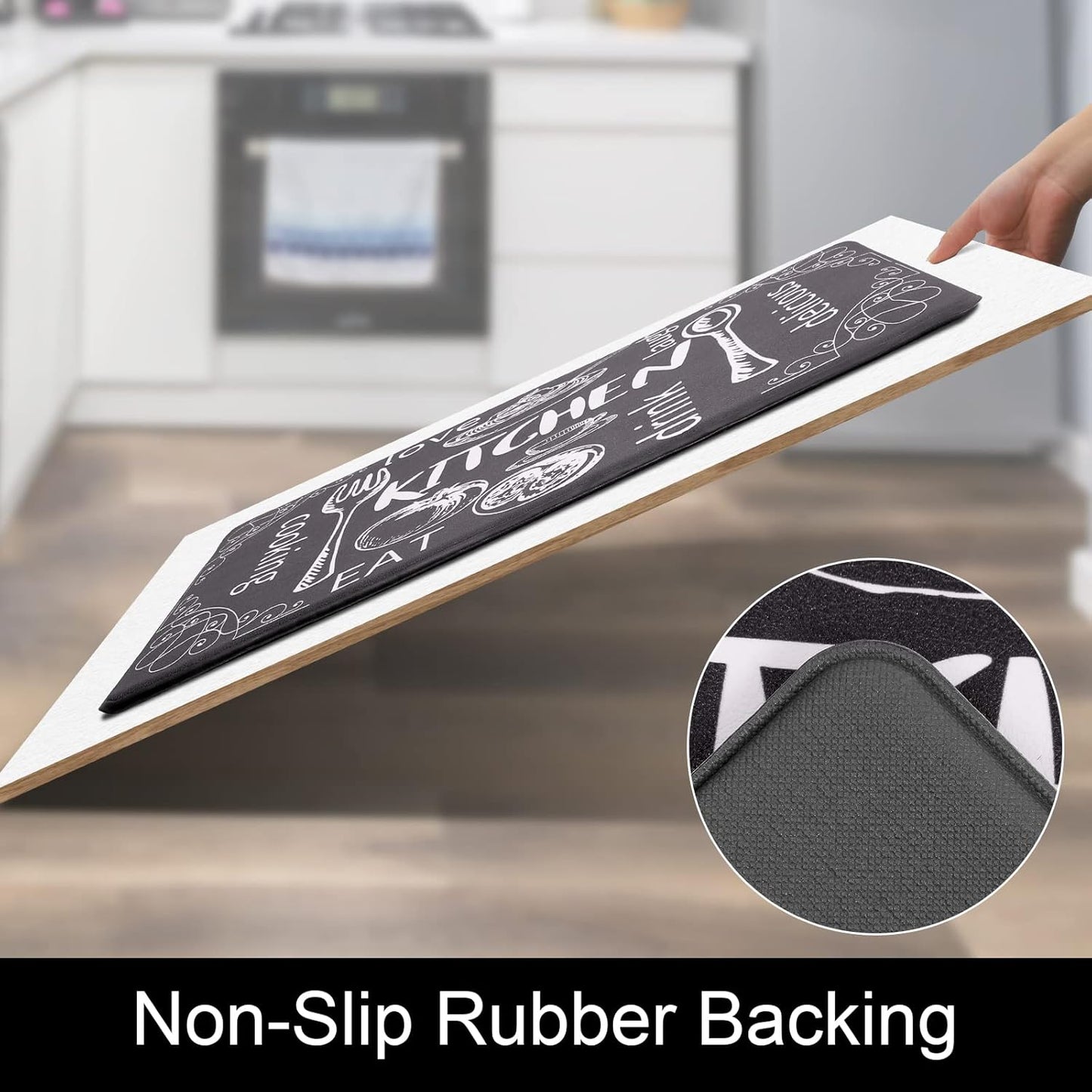 Kitchen Rugs Set of 2, Non Slip Waterproof Mat Carpet for Sink, Laundry Room