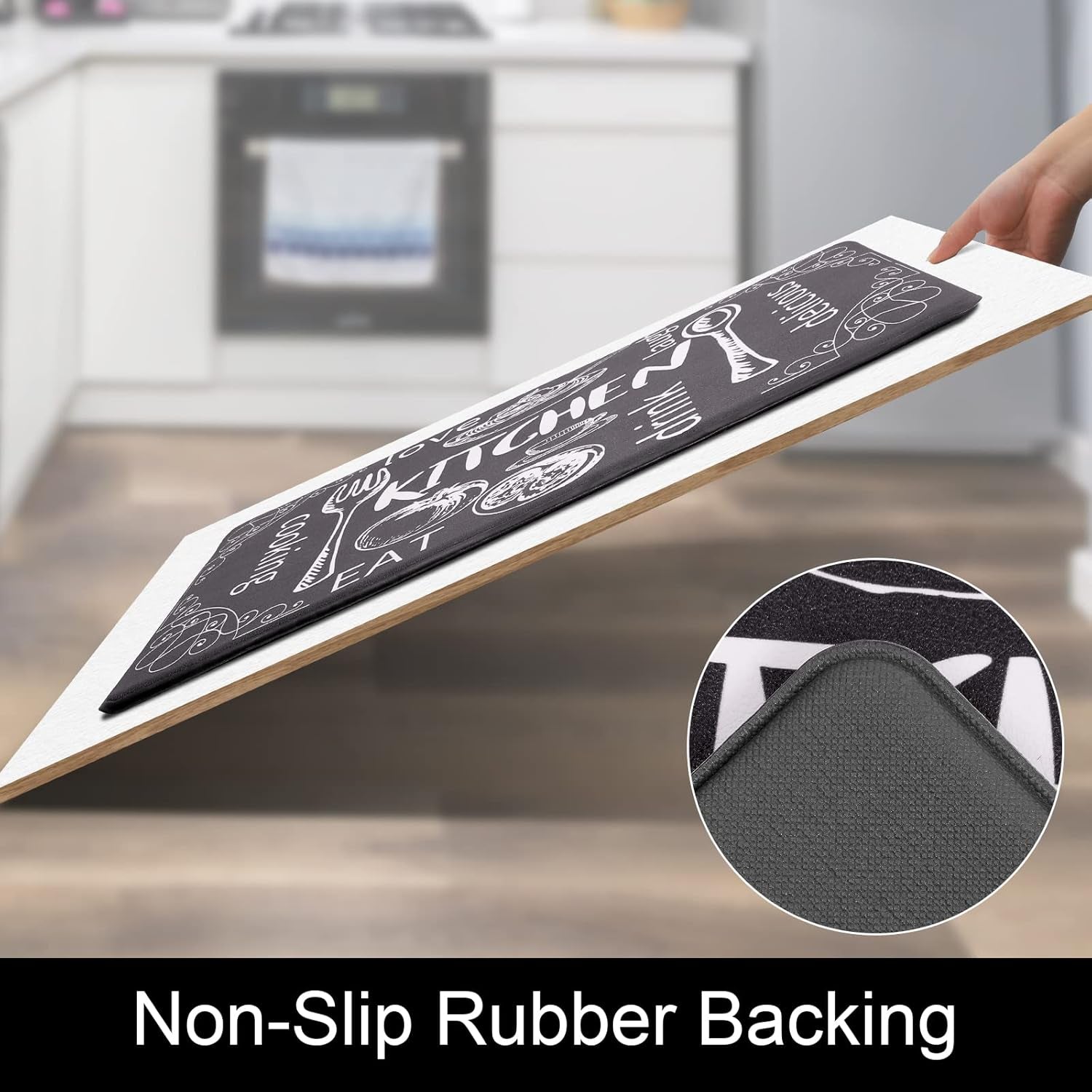 Kitchen Rugs Set of 2, Non Slip Waterproof Mat Carpet for Sink, Laundry Room