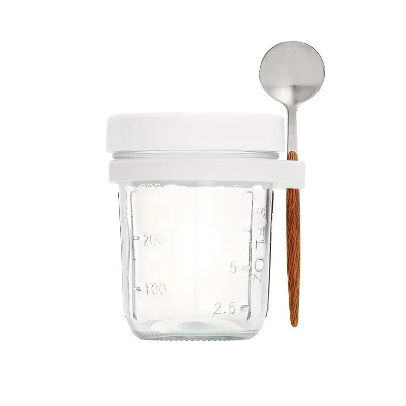 350ML Overnight Oat Cup Glass with Lid and Spoon Seal Food Breakfast Cup Portable Cereal Milk Salad Yogurt Cup Kitchen Item