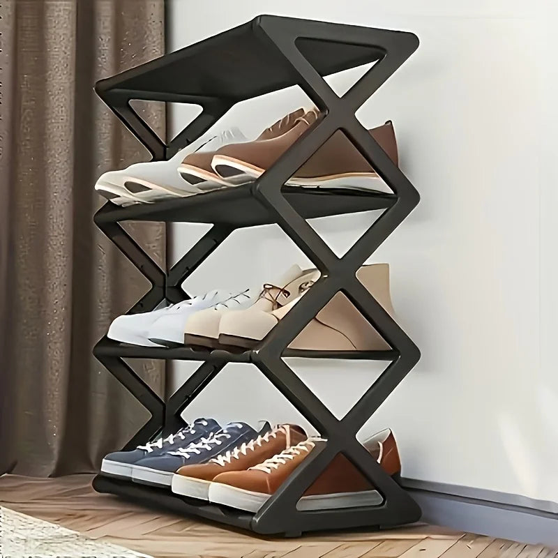 4-Tier Heavy Duty Shoe Rack, Stainless Steel, Space-Saving, Easy Assembly, Modern Entryway Organiser