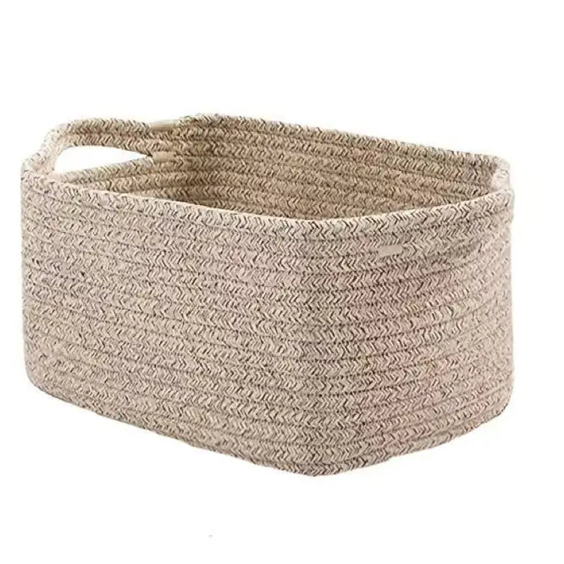 2026 Handmade Cotton Rope Storage Basket Square Organizer for Cosmetics Snacks and Home Sundries Storage Baskets