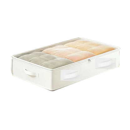 3Pcs White Bed under Storage Boxes | Foldable, Multipurpose for Blankets, Dresses, Quilts, Pillows, Clothes, Flip Top Closure