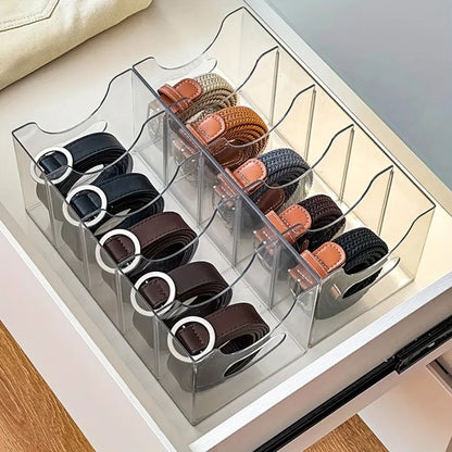 Belt , Tie & Scarf Organizer Box - Multi-Compartment Storage - Drawer Organizer for Home, Dresser, or Wardrobe 28X13X12.5Cm
