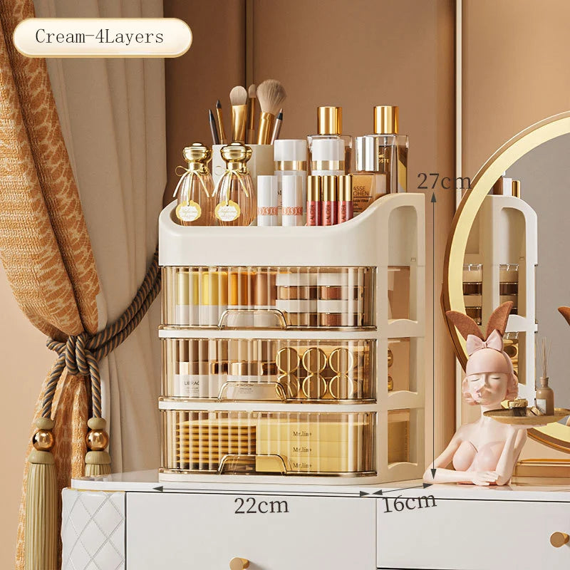 Large Capacity Transparent Drawer Jewellery Makeup Storage Box Multi-Layer Multi-Functional Desktop Organizer