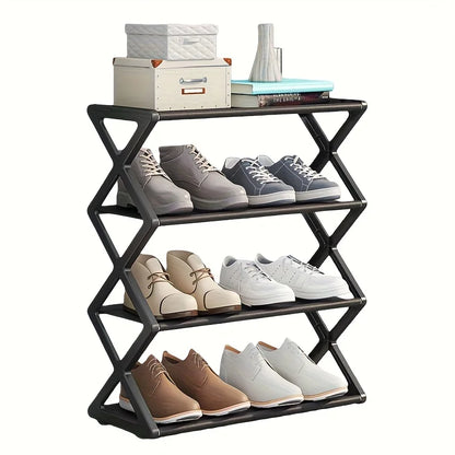 4-Tier Heavy Duty Shoe Rack, Stainless Steel, Space-Saving, Easy Assembly, Modern Entryway Organiser