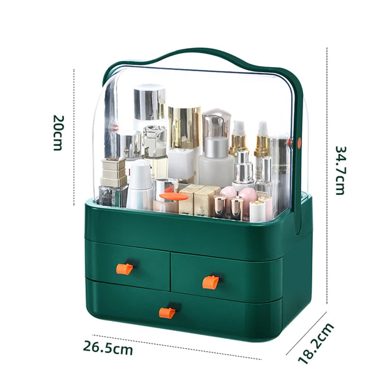 1Pc Dust-Proof Desktop Makeup Organizer with Drawer