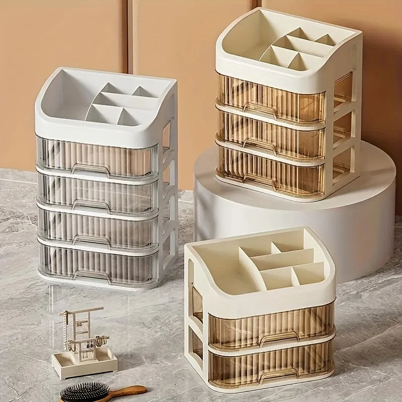 Large Capacity Transparent Drawer Jewellery Makeup Storage Box Multi-Layer Multi-Functional Desktop Organizer