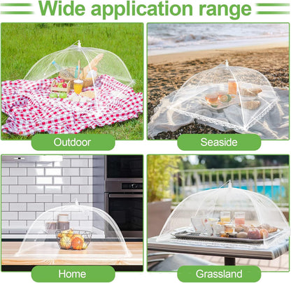 4 Pack Mesh Food Covers 17 Inch, Large and Tall Food Covers, Pop-Up Mesh Food Covers Tent Umbrella for Bbqs, Outdoors, Screen Tents, Parties Picnics, Fruit Cover