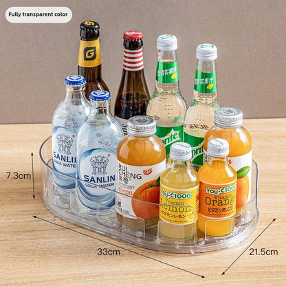 360 Rotating Refrigerator Storage Box Multifunctional Spice Organizer Simple Drink Tray for Kitchen Countertop