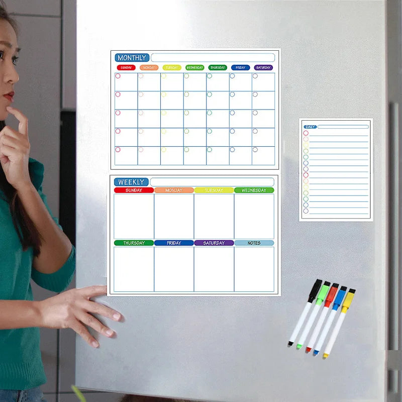 Magnetic Calendar for Fridge Monthly Weekly Planner Dry Erase 